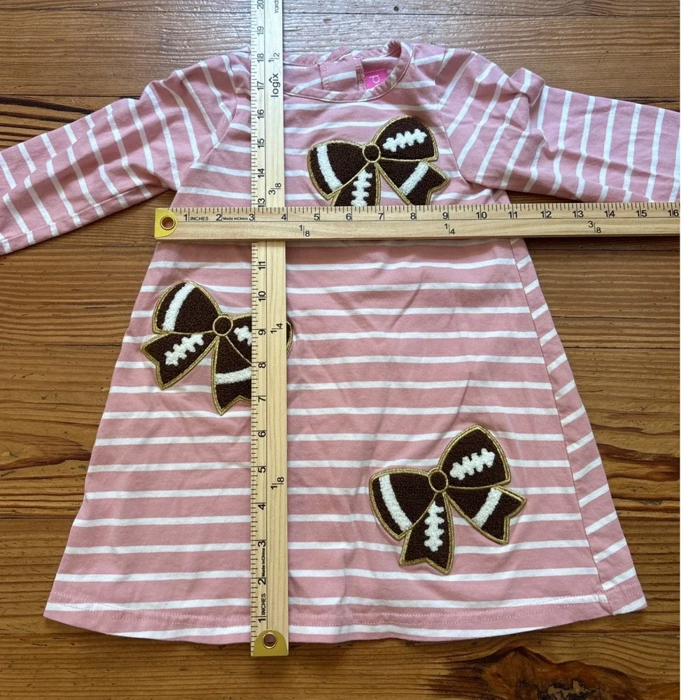 Good Lad Football Bow Dress Toddler Girls Pink Excellent‎ Striped SIZE 3T
